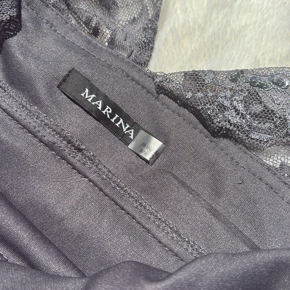 Marina Grey Lace Midi Dress | Elegant Cocktail & Wedding Guest Style Size 4 - Picture 6 of 11